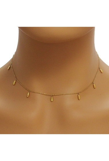 Bijuterii femei savvy cie 18k gold plated teardrop choker necklace yellow