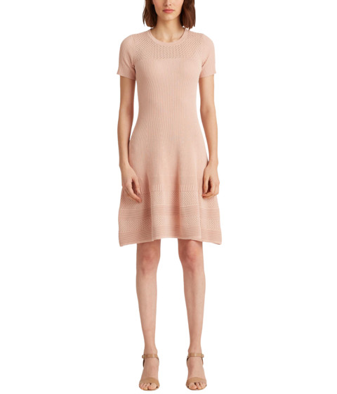 Imbracaminte femei lauren ralph lauren linen blend short sleeve dress pink hydrangea