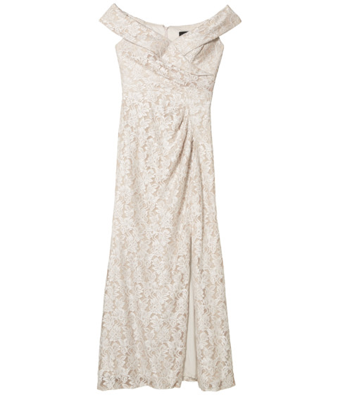 Imbracaminte femei alex evenings long off-the-shoulder fit-and-flare lace dress taupe