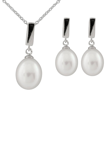Bijuterii femei splendid pearls 7-9mm freshwater pearl pendant necklace earrings set no color
