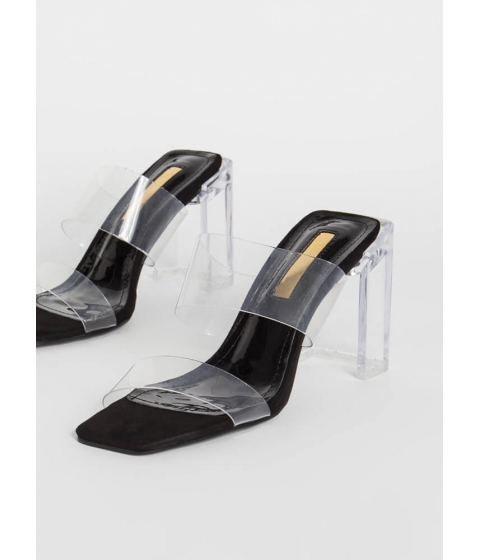 Incaltaminte femei cheapchic clear illusion faux suede lucite heels black