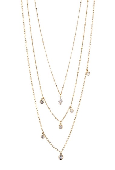 Bijuterii femei nordstrom rack triple layered delicate multi stone charm necklace clear- gold