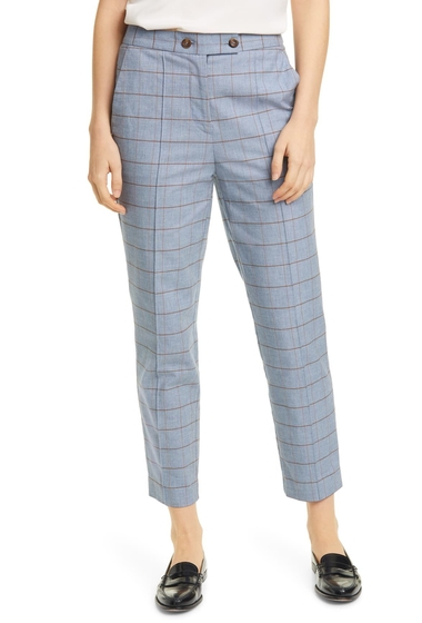 Imbracaminte femei tailored by rebecca taylor windowpane plaid stretch cotton trousers pacific co