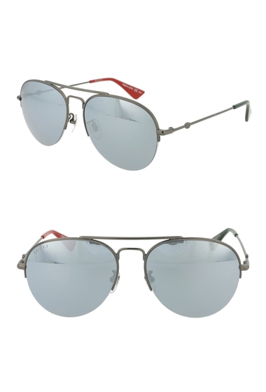 Ochelari femei gucci core 56mm aviator sunglasses shiny dark ruthenium