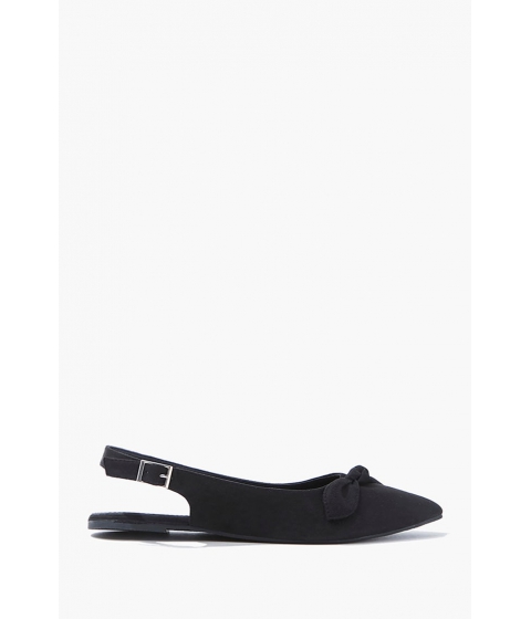 Incaltaminte femei forever21 faux suede bow flats black