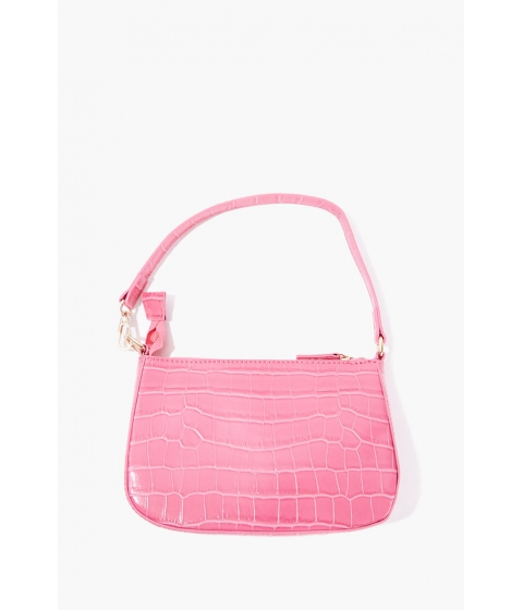 Genti femei forever21 faux croc leather handbag hot pink