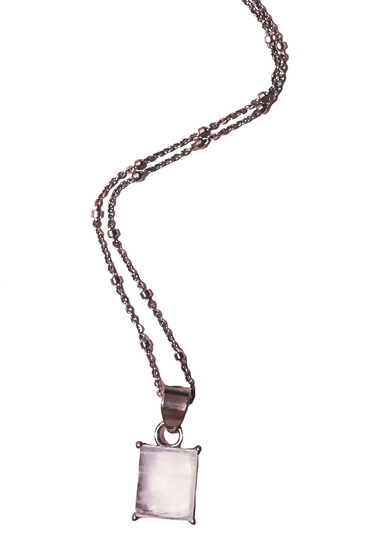 Bijuterii femei adornia black rhodium plated sterling silver baguette-cut moonstone pendant necklace white