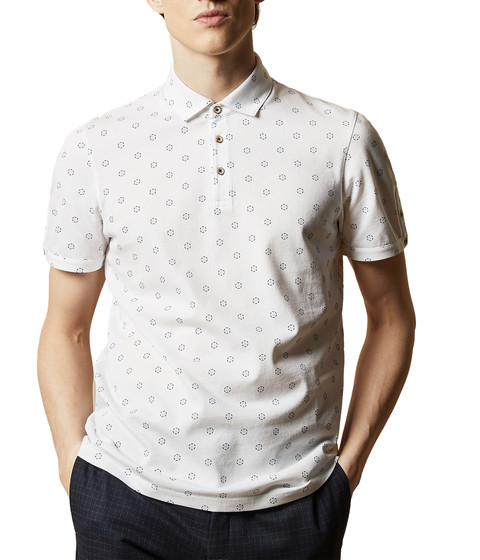 Imbracaminte barbati ted baker mixing short sleeve textured polo with geo print white