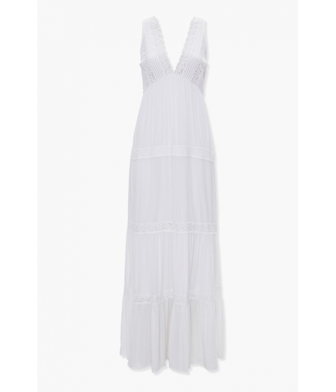 Imbracaminte femei forever21 plunging lace-trim maxi dress white