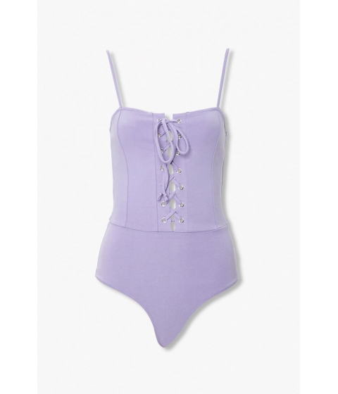 Imbracaminte femei forever21 lace-up cami bodysuit lavender