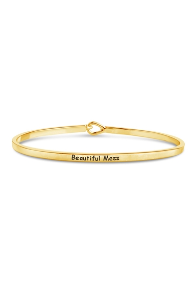 Bijuterii femei sterling forever 14k yellow gold plated mantra bangle bracelet - beautiful mess gold
