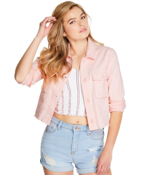 Imbracaminte femei guess marnee cropped cargo jacket vintage pink wash