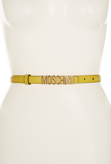 Accesorii femei moschino thin leather logo belt yellow