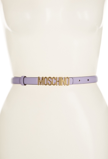 Accesorii femei moschino thin leather logo belt violet