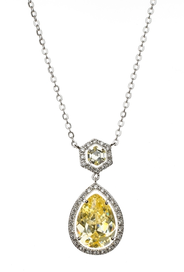 Bijuterii femei cz by kenneth jay lane pentagon pear pendant rolo chain necklace yellow-silver