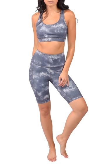 Imbracaminte femei 90 degree by reflex lux printed high rise 9 biker shorts p599 marble charcoal