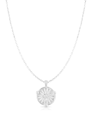 Bijuterii femei sphera milano 14k white gold plated sterling silver cz medallion pendant necklace white gold