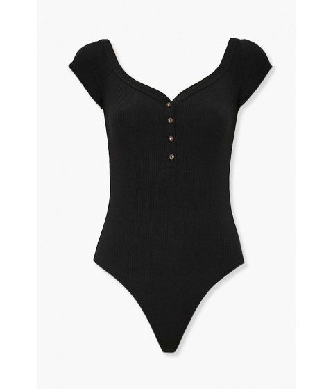 Imbracaminte femei forever21 ribbed button-front bodysuit black