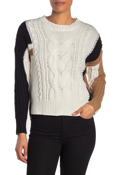 Imbracaminte femei 360 cashmere amelia colorblock cable knit sweater blackcamelwhite