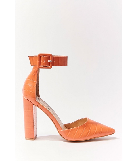 Incaltaminte femei forever21 faux croc pointed heels orange