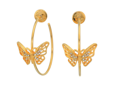 Bijuterii femei kenneth jay lane gold w crystal butterfly medium hoop pierced earrings goldcrystal