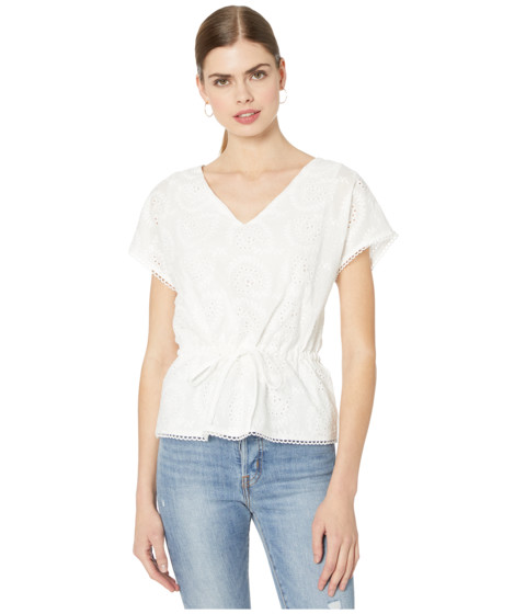 Imbracaminte femei american rose iris v-neck eyelet top with front tie white