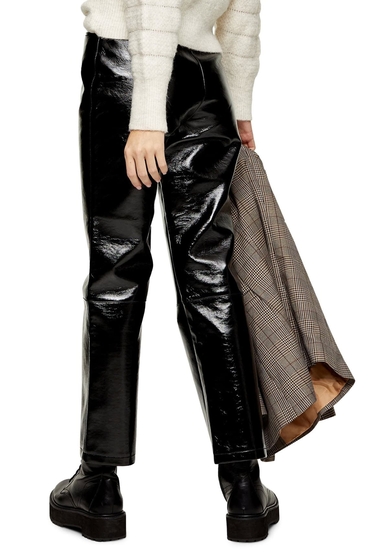Imbracaminte femei topshop black faux leather jeans black