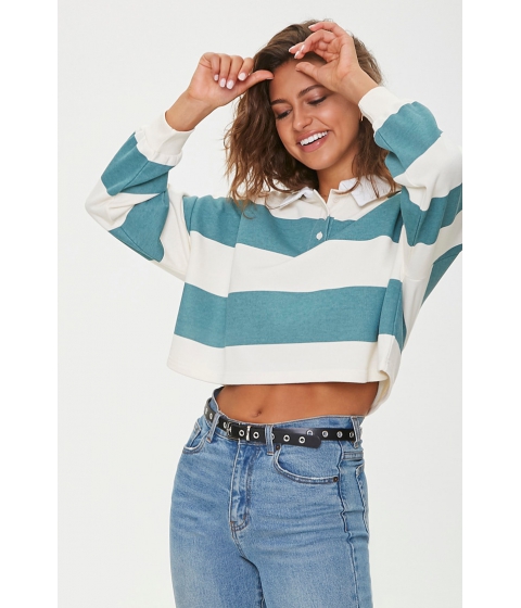Imbracaminte femei forever21 striped rugby shirt tealbeige
