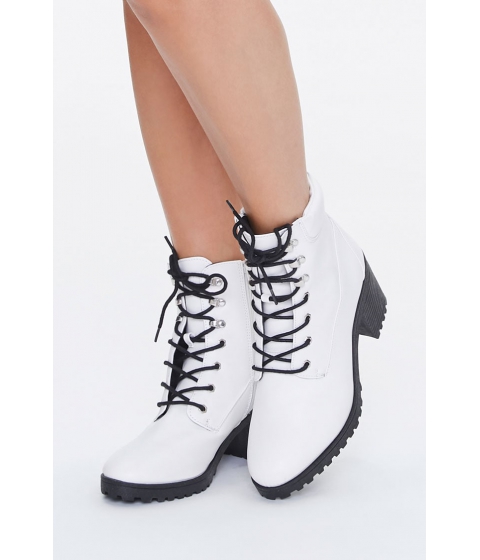 Incaltaminte femei forever21 faux leather lace-up booties white