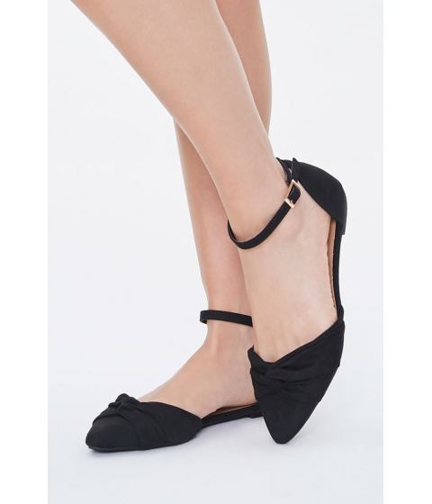 Incaltaminte femei forever21 twisted faux suede flats black