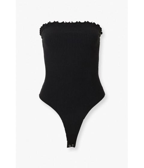 Imbracaminte femei forever21 lettuce-edge strapless bodysuit black