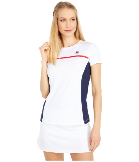 Imbracaminte femei fila heritage tennis short sleeve top whitenavychinese red
