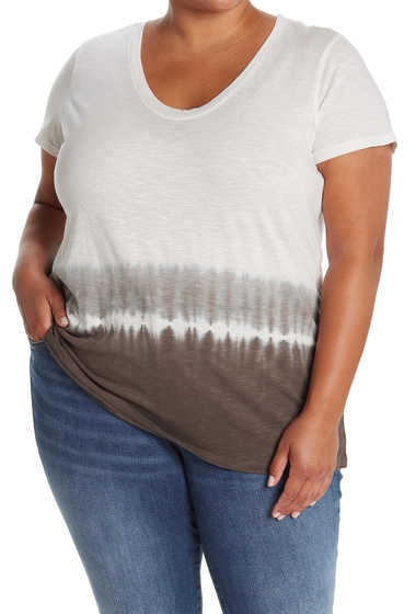 Imbracaminte femei caslon tie-dye t-shirt plus size ivory- grey beluga dip dye