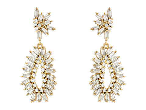 Bijuterii femei sole society double drop earrings 12k soft polish goldcrystal 1