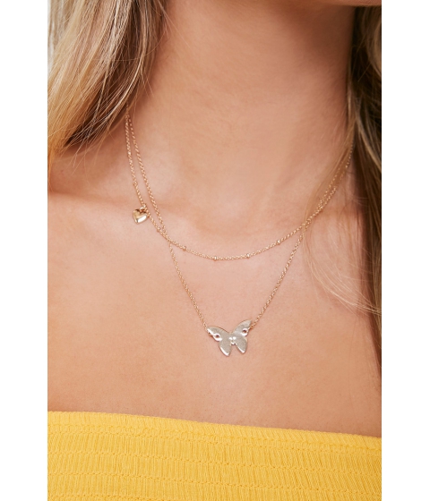 Bijuterii femei forever21 butterfly pendant layered necklace gold