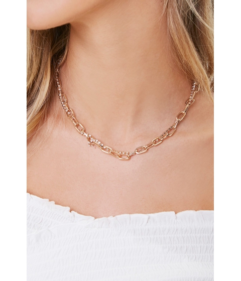 Bijuterii femei forever21 rhinestone anchor chain necklace gold