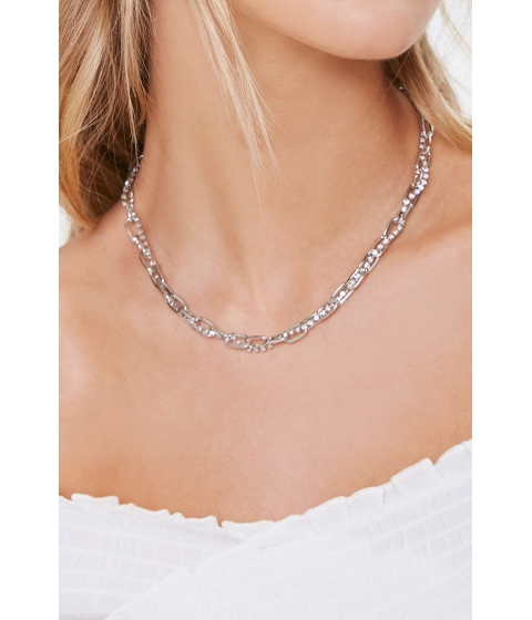 Bijuterii femei forever21 rhinestone anchor chain necklace silver