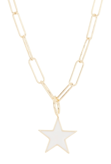 Bijuterii femei silver mama 14k gold plated sterling silver white enamel star pendant paperclip chain necklace white