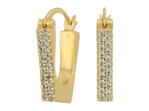 Bijuterii femei sole society geometric huggies earrings 12k soft polish goldcrystal