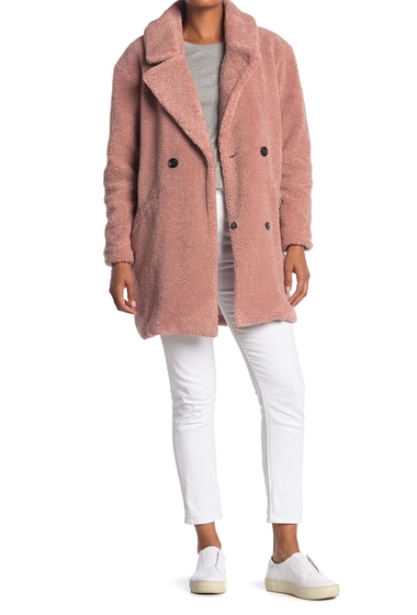 Imbracaminte femei lucky brand double breasted faux teddy fur coat blush