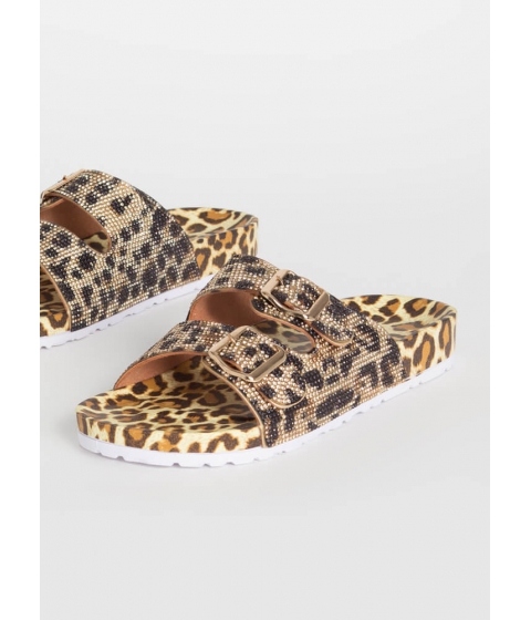 Incaltaminte femei cheapchic jeweled feet buckled slide sandals leopard