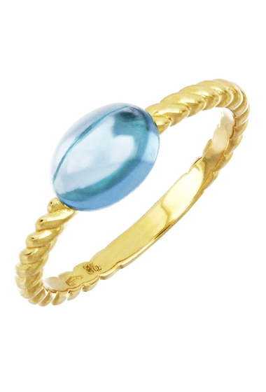 Bijuterii femei bony levy 18k yellow gold blue topaz twisted ring 18ky