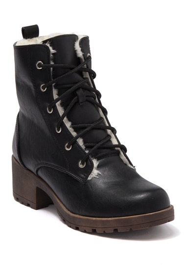 Incaltaminte femei chase chloe paloma faux shearling lined combat boot black pu