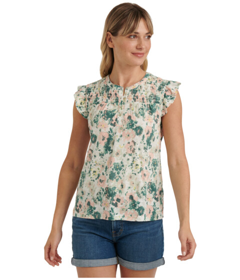 Imbracaminte femei lucky brand sleeveless button-up smocked printed top green multi