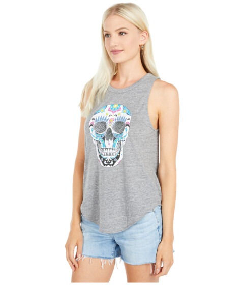 Imbracaminte femei chaser quotpainted skullquot tri-blend muscle tank top streaky grey