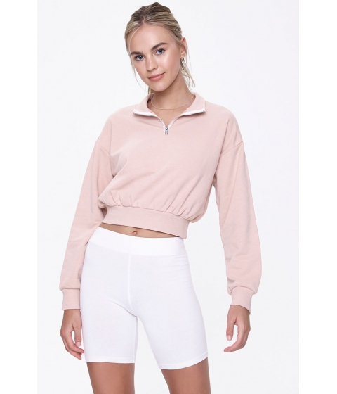 Imbracaminte femei forever21 french terry half-zip pullover taupe