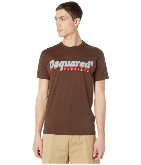 Imbracaminte barbati dsquared2 ringer top disco t-shirt brown