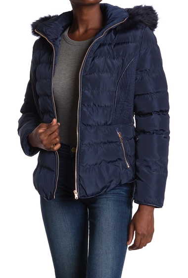 Imbracaminte femei marc new york by andrew marc faux fur lined hood zip front puffer jacket navy