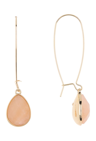 Bijuterii femei halogen faceted teardrop wire earrings peach ocean agate- gold