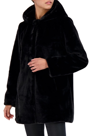 Imbracaminte femei sebby collection hooded faux fur coat black
